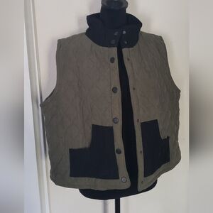 Quilted Corduroy Olive and Black Women's Vest